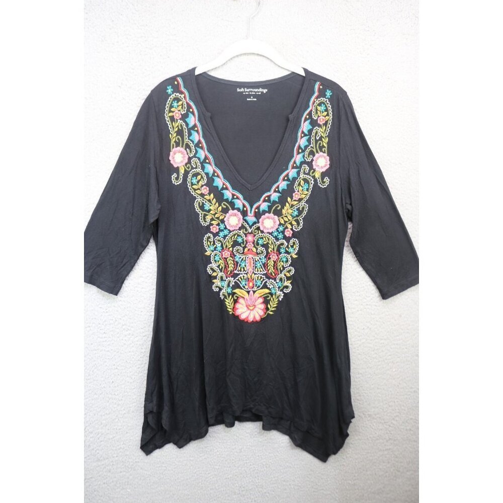 Soft Surroundings 3/4 Sleeve Embroidered Tunic-Size Small-BOHO-Whimsigoth